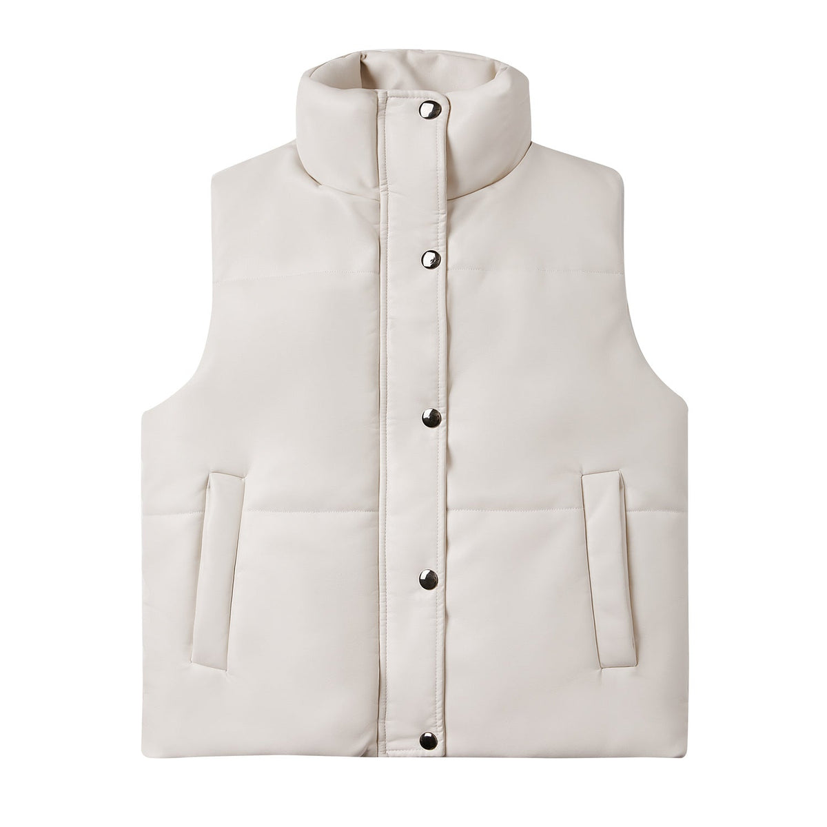 Quilted Vegan Leather Vest Jacket White