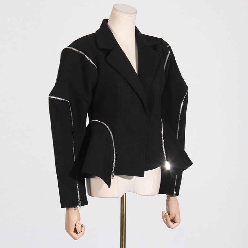 Zipper Asymmetric High-Grade Blazer