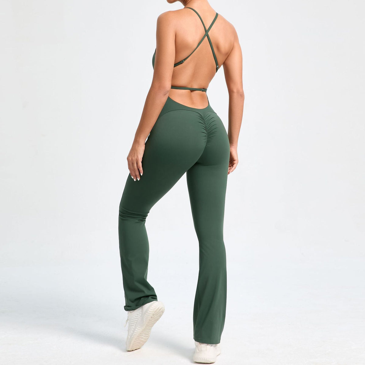 Open Back Sporty Jumpsuit blackish green