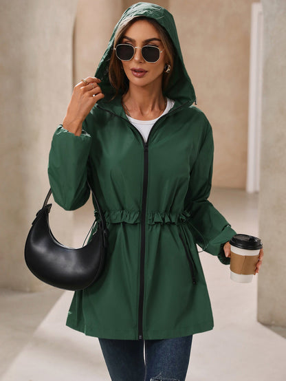 Rainproof Hooded Jacket Blackish Green