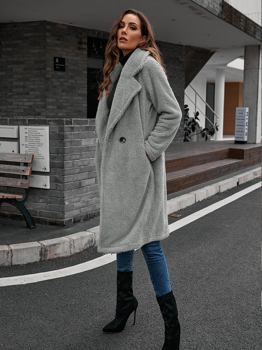 Plush Lamb Wool Trench Coat