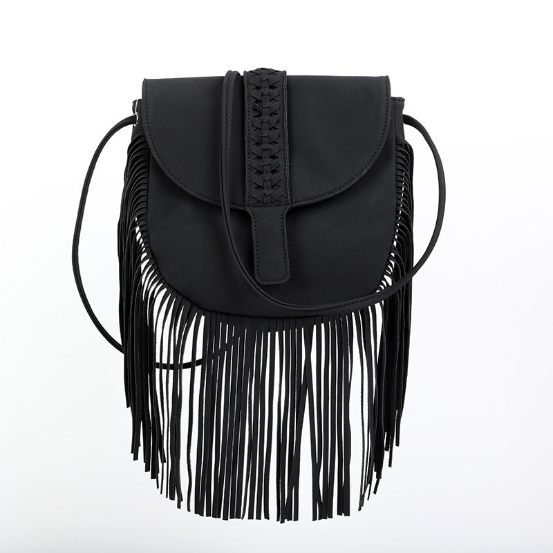 Bohemian Tassel Bag Messenger Bag One Size Black