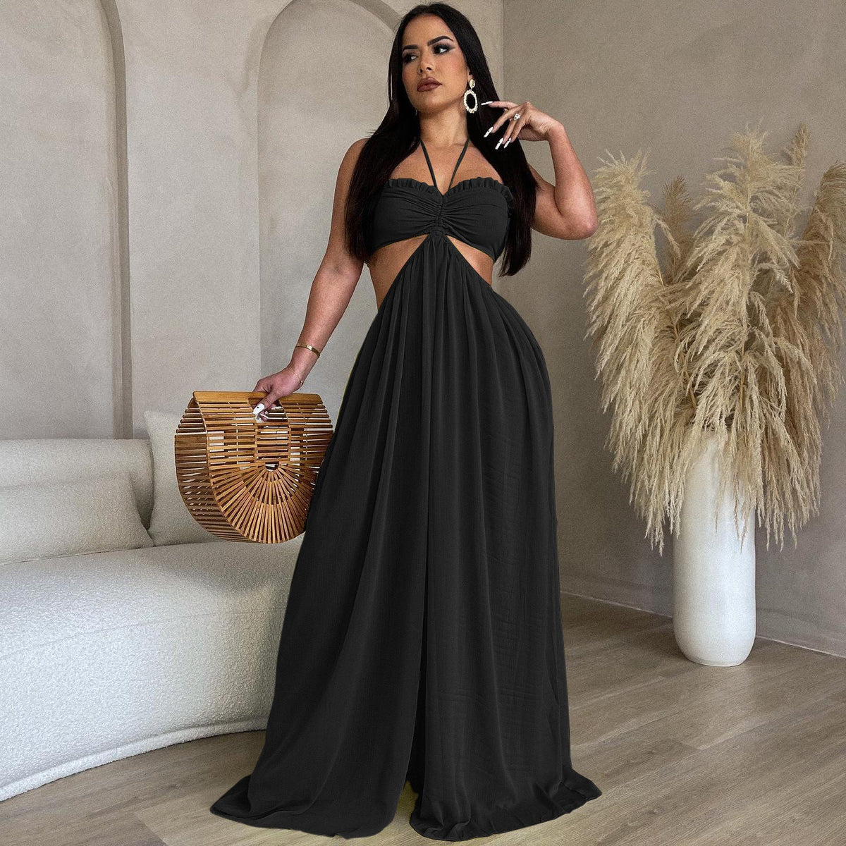Cutout Waist Wide Leg Jumpsuit