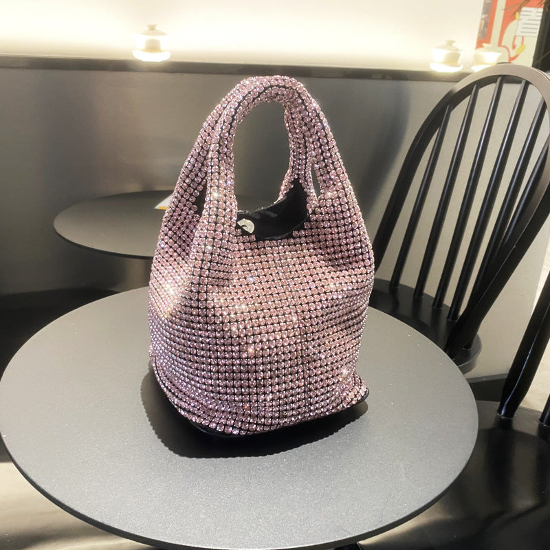 Studded Rhinestone Messenger Bag Handbag One Size Pink