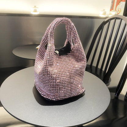 Studded Rhinestone Messenger Bag Handbag One Size Pink