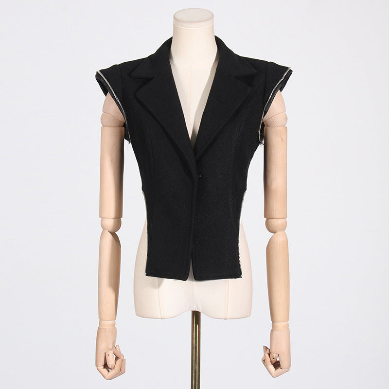 Zipper Asymmetric High-Grade Blazer