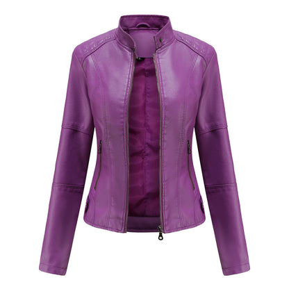 Versatile Slim Biker Jacket Violet