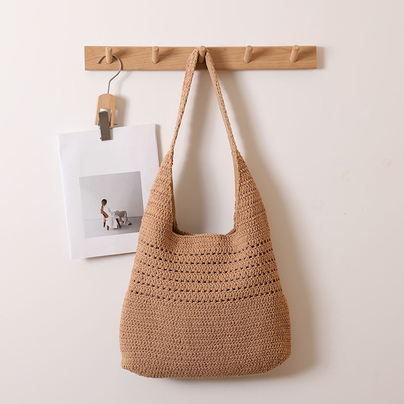 Casual Versatile Crochet Rope Bag One Size Coffee