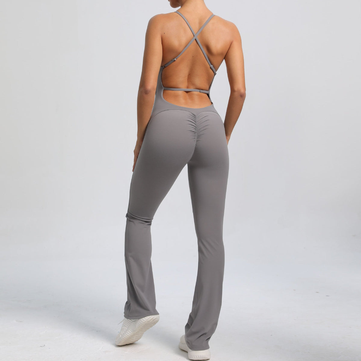 Open Back Sporty Jumpsuit Dark Grey