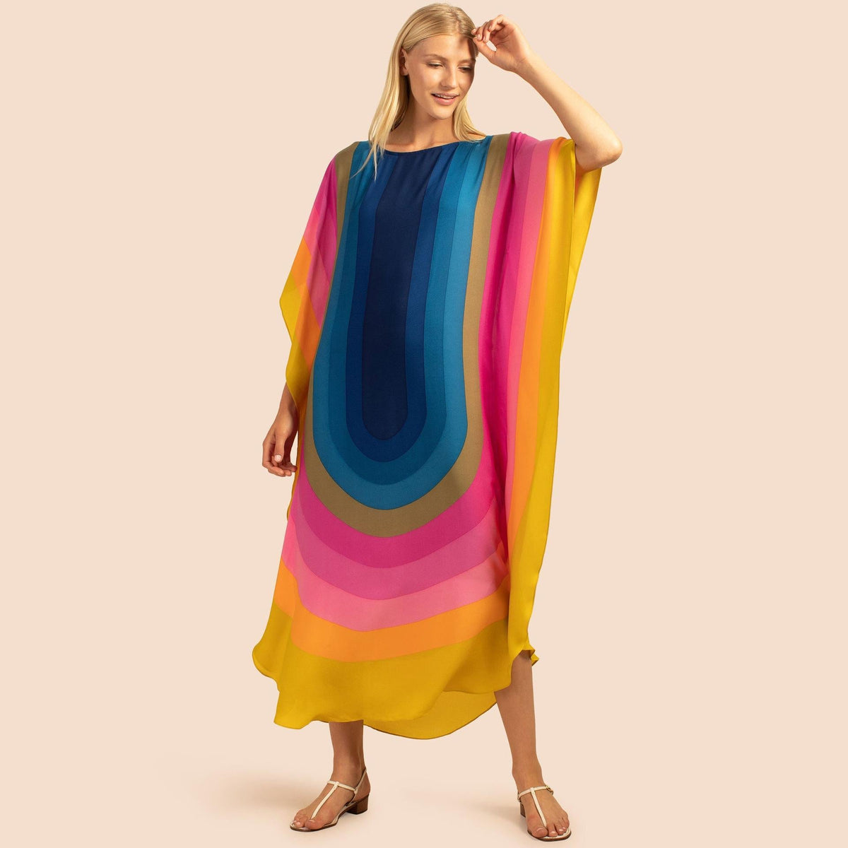 Stella Printed Kaftans One Size Blue Rainbow Middle