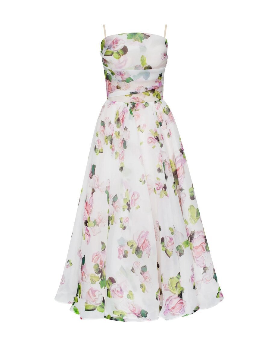 Sleeveless Printed Dress White