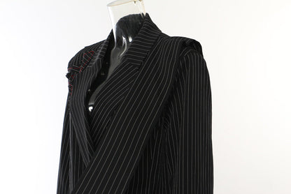 Striped Floral Long Blazer Coat