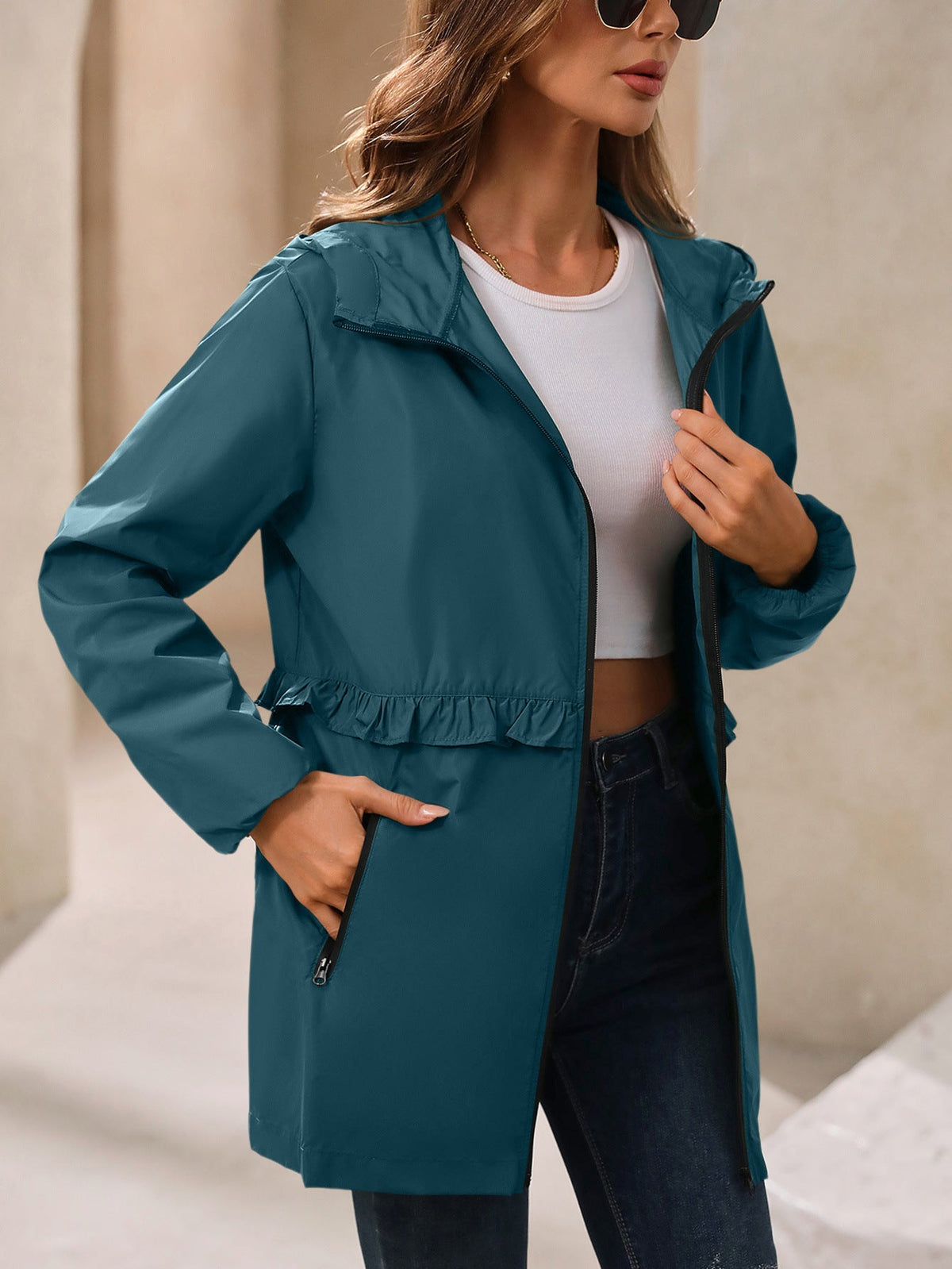 Rainproof Hooded Jacket Blue