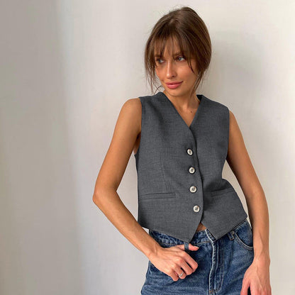 Grey Sleeveless Two Piece Set