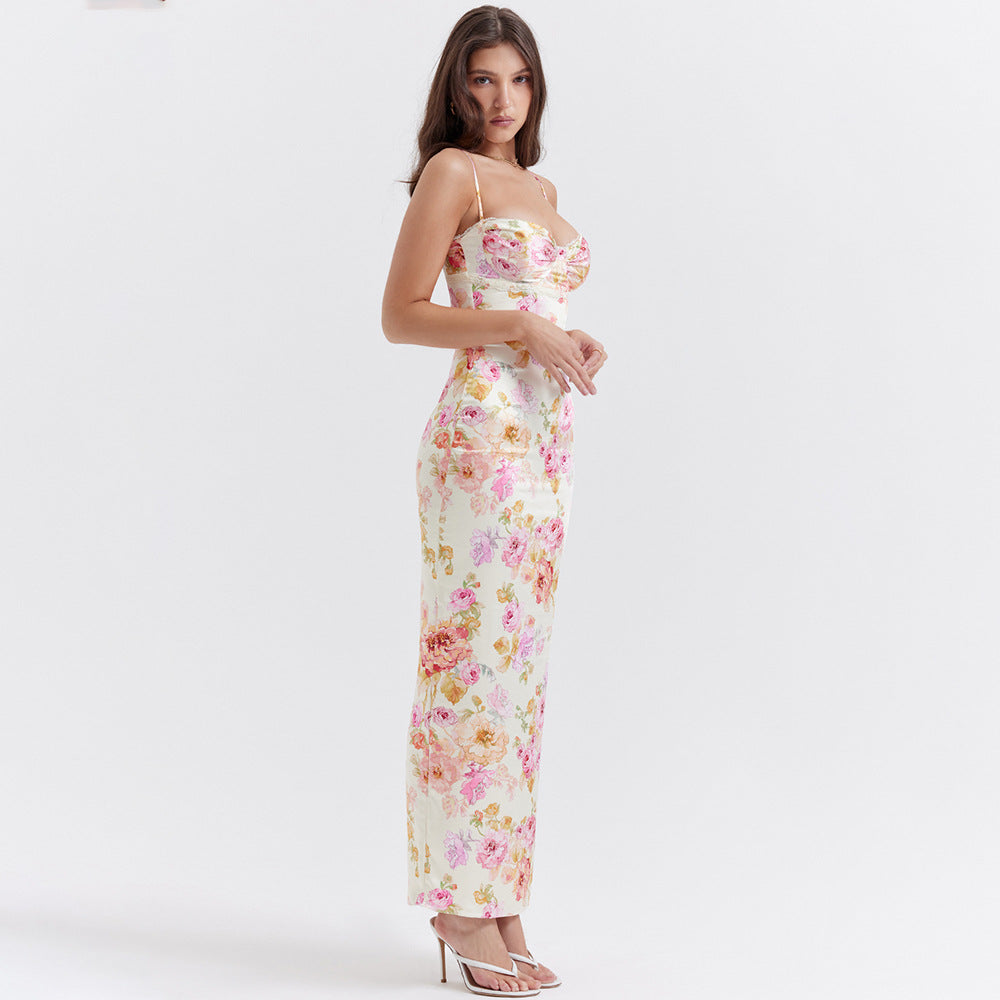 Printed Open Back Floral Dress