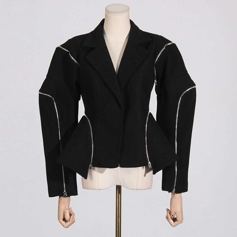 Zipper Asymmetric High-Grade Blazer
