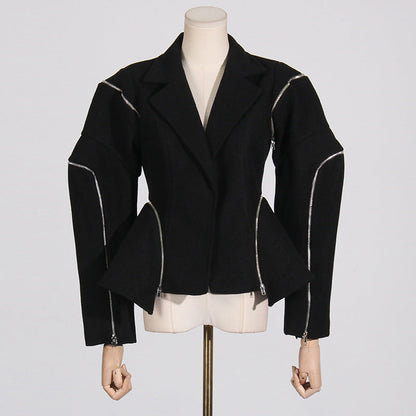 Zipper Asymmetric High-Grade Blazer
