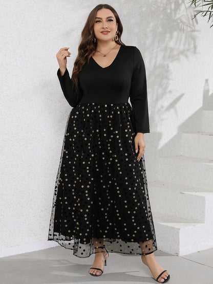 Victoria Long Sleeve Polka Dot Dress Black