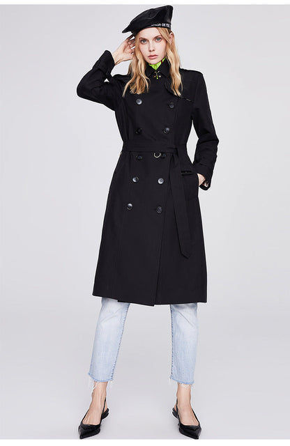 Solid Color Slim Fit Trench Coat