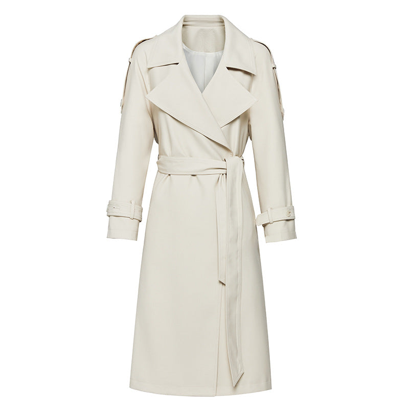 Trench Lace-up Loose Overcoat Ivory