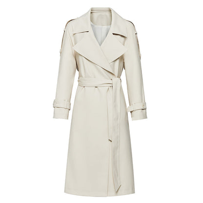 Trench Lace-up Loose Overcoat Ivory