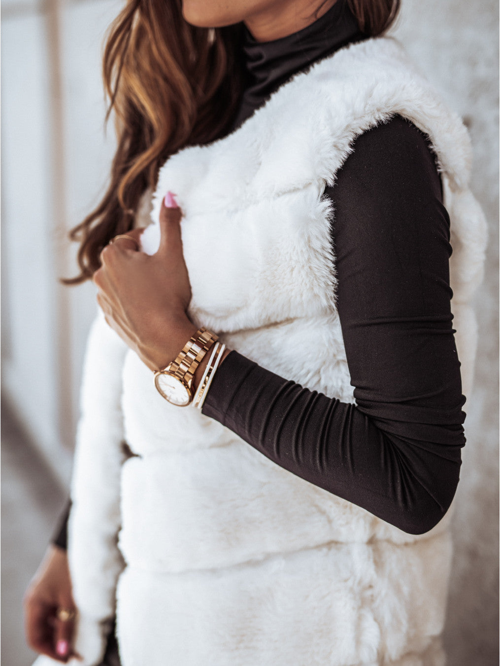 Fur Long Vest Coat