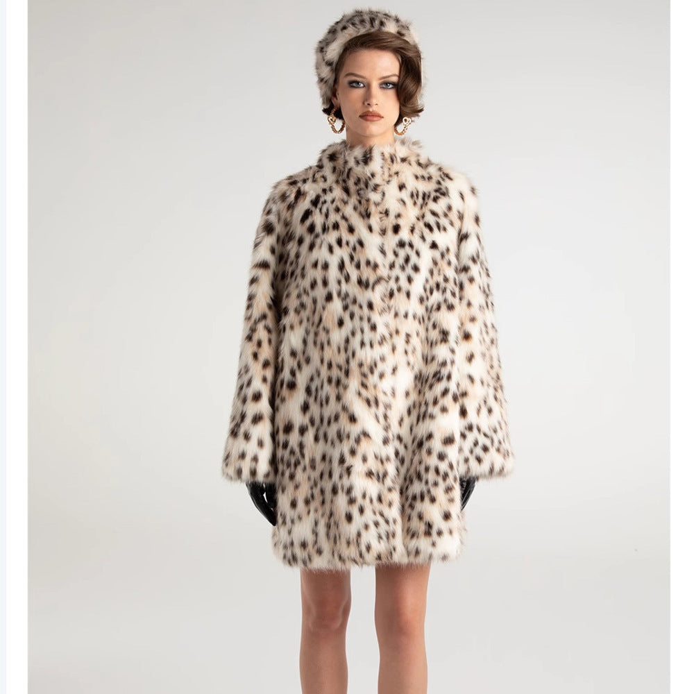 Faux Fur Tigercat Loose Trench Coat