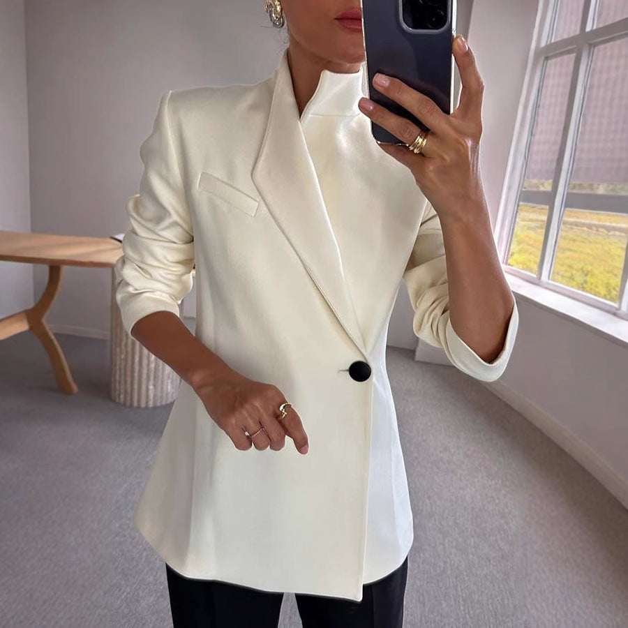 One button Blazer White