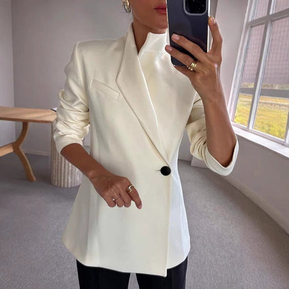 One button Blazer White