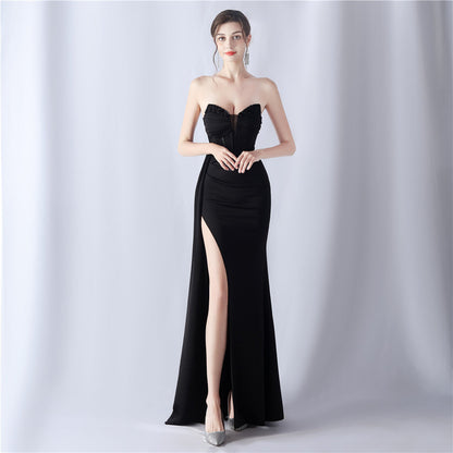 Sexy Strapless Solid Formal Gown Black