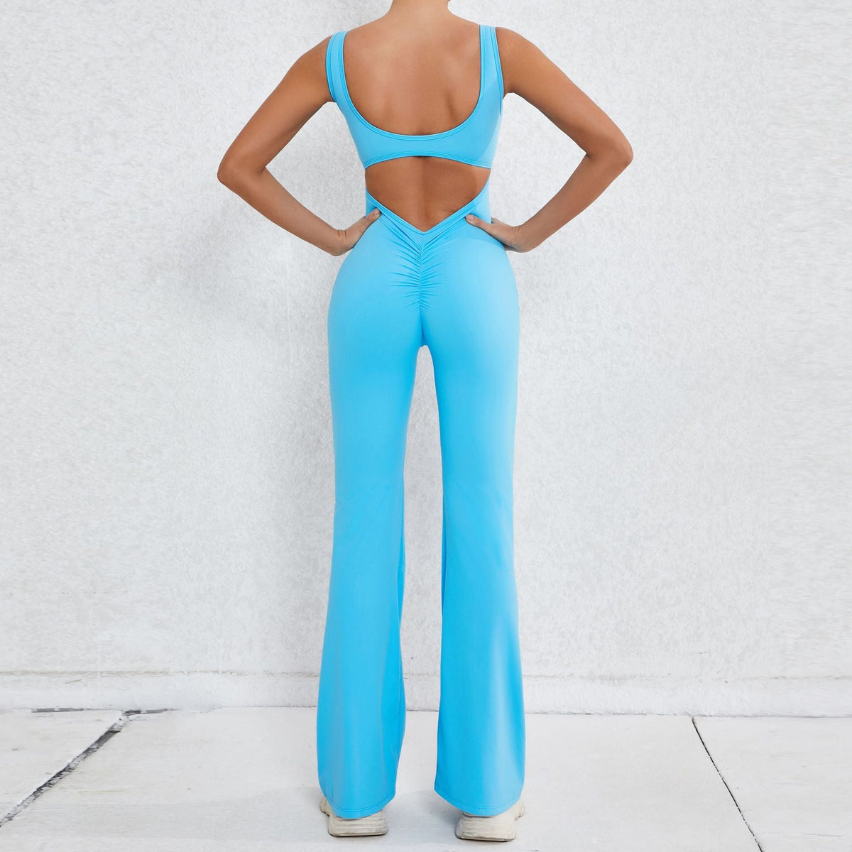 Sexy Open Back Jumpsuit Flame Blue