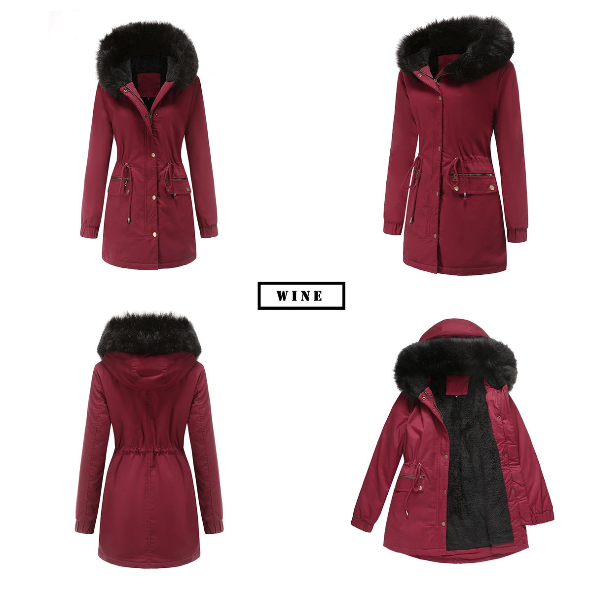 Fleece Lined Hooded Parka Jacket