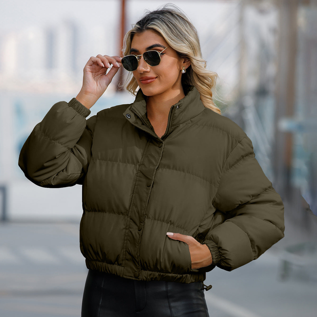 Long Sleeve High Collar Padded Jacket