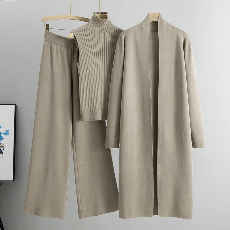 Clidress Tank Top Cardigan Knit Pants 3 Pieces Set