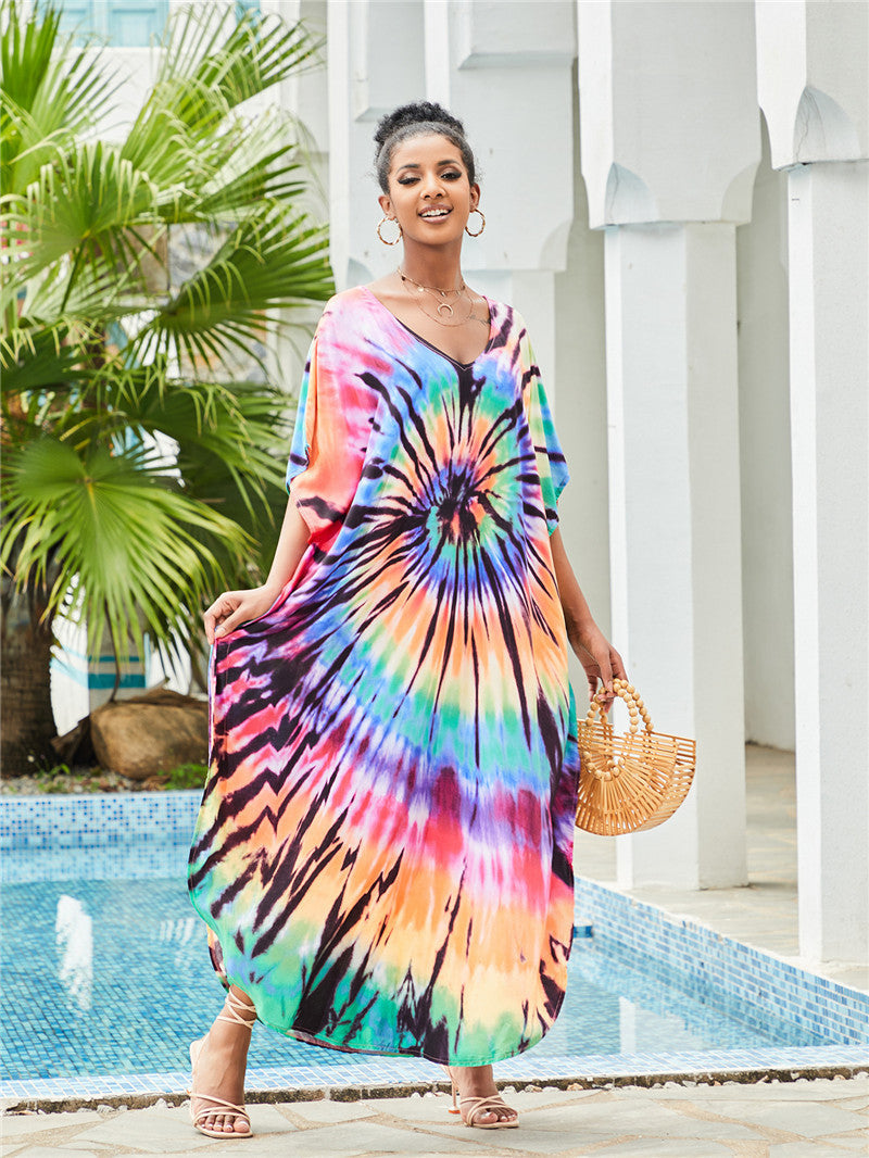 Brenda Day to Night Kaftan One Size Rainbow Circle