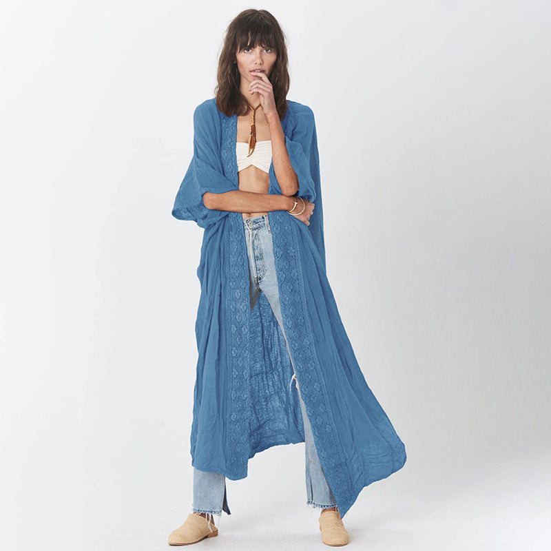 Renee Loose Fit Cardigan Kaftan One Size Blue