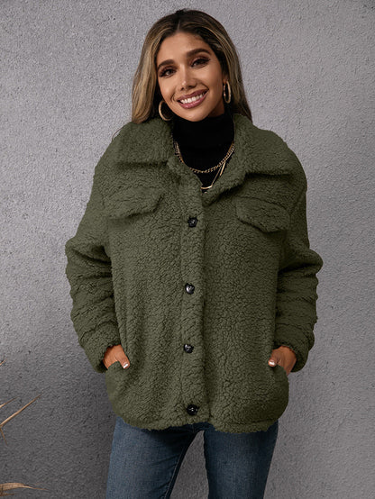 Plush Lamb Wool Trench Coat Jacket
