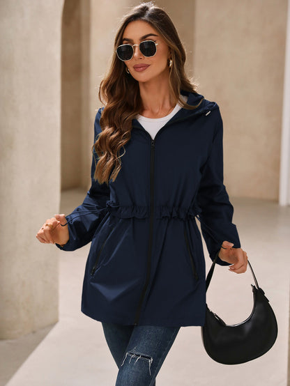 Rainproof Hooded Jacket Purplish Blue