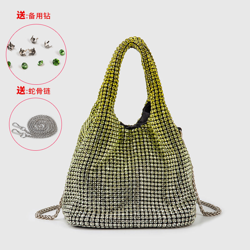 Studded Rhinestone Messenger Bag Handbag One Size Intense Yellow