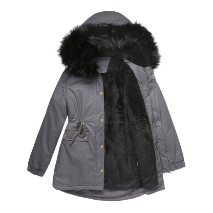 Fleece Lined Hooded Parka Jacket Cement Gray