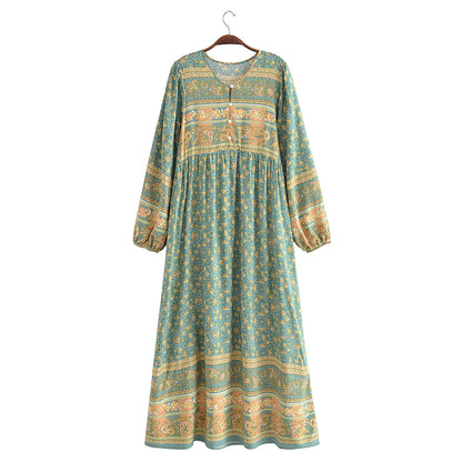 Valencia Printed Maxi Kaftan Green