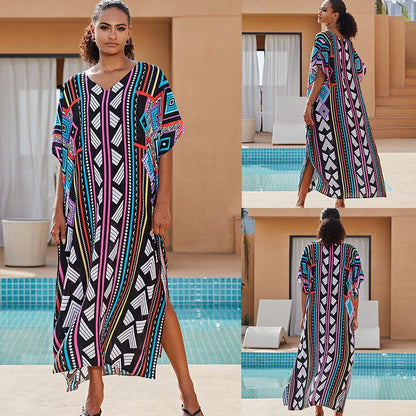 Rabia Gorgeous Print Kaftans One Size Black Bottom