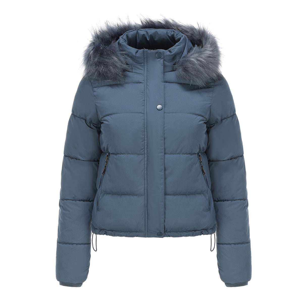 Long Sleeves Cotton Padded Hooded Jacket Pale blue