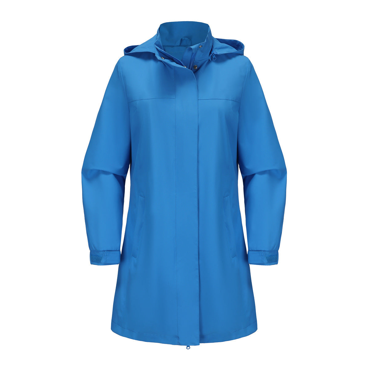 Solid Color Long Sleeve Windbreaker Coat Dream Blue