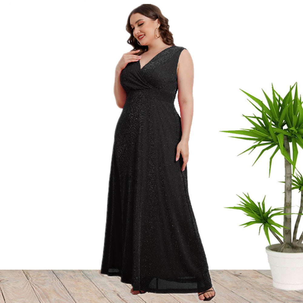 Sleeveless V-neck Maxi Dress Black