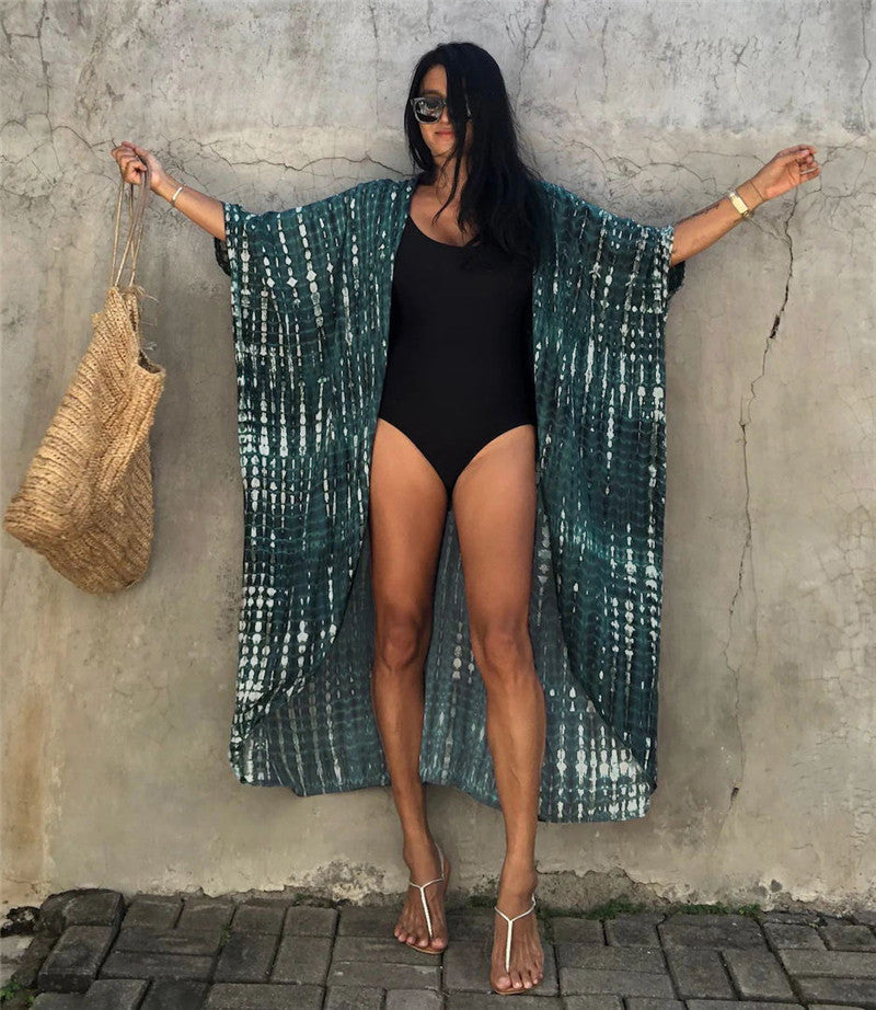 Sexy Beach Cardigan Cover Up One Size Dark Blackish Green Bottom