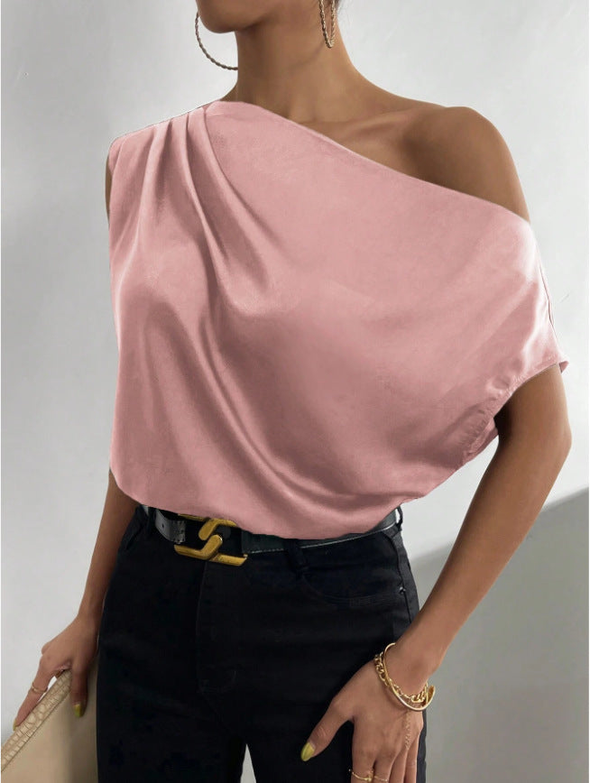 One Shoulder Sleeveless Top Peach