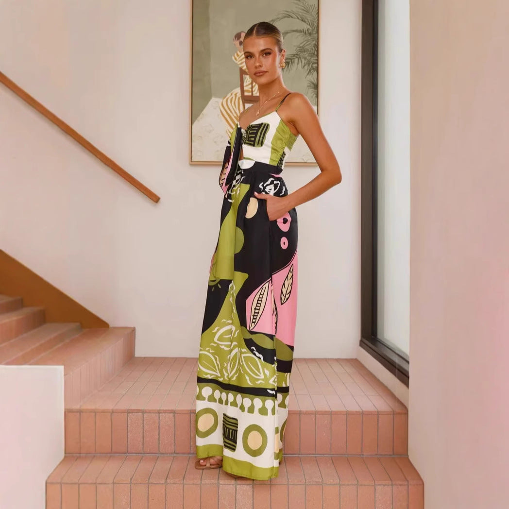 Sexy Print Wide Leg Jumpsuit Women