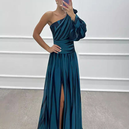 Exotic Printed Maxi Dress Navy Blue