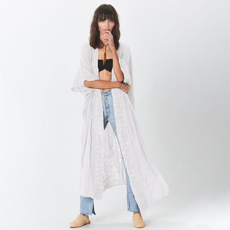 Renee Loose Fit Cardigan Kaftan One Size White